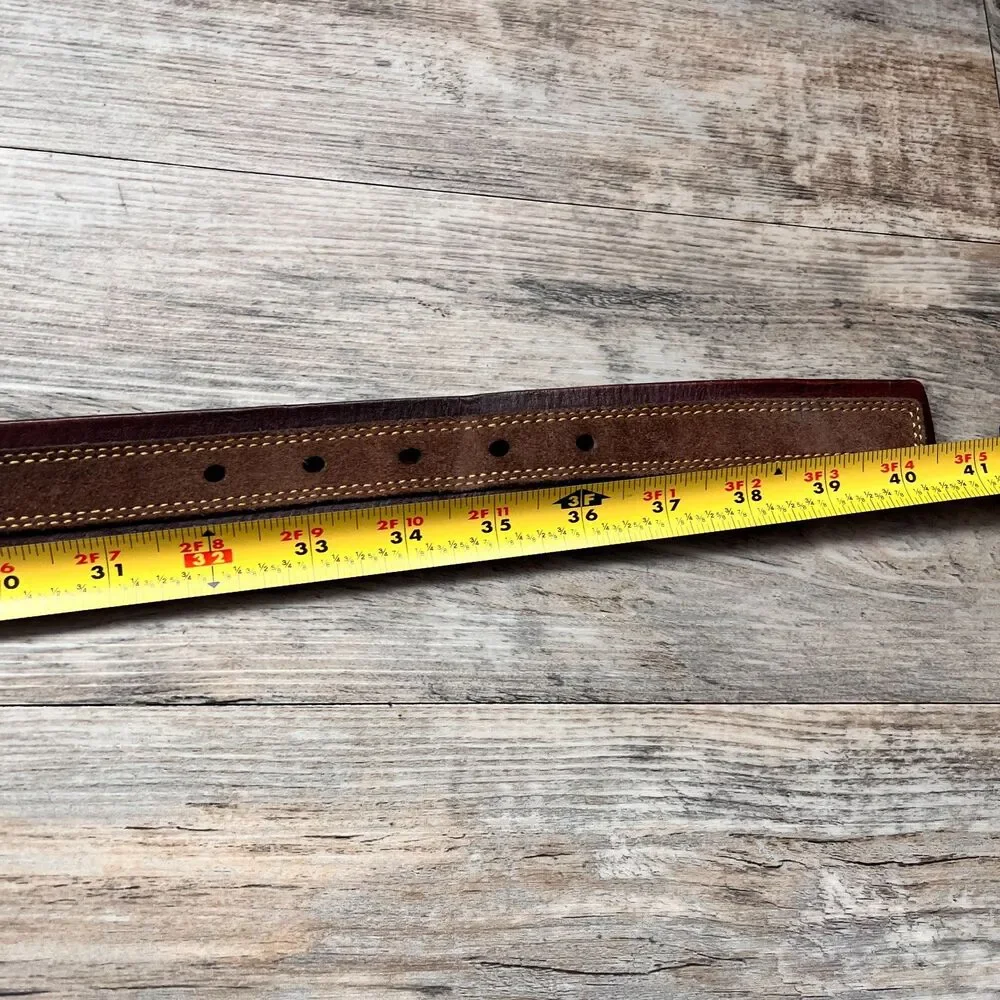 Johnston & Murphy Distressed Overlay Leather Belt Brown Size 34 Suede Leather